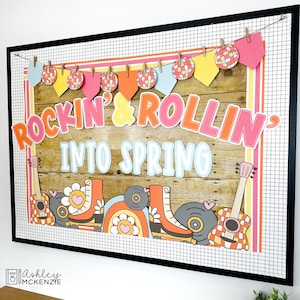 Spring Bulletin Board, March Bulletin Board Ideas, Printable Borders, Spring Door Decor, Rockin&#39; into Spring Theme