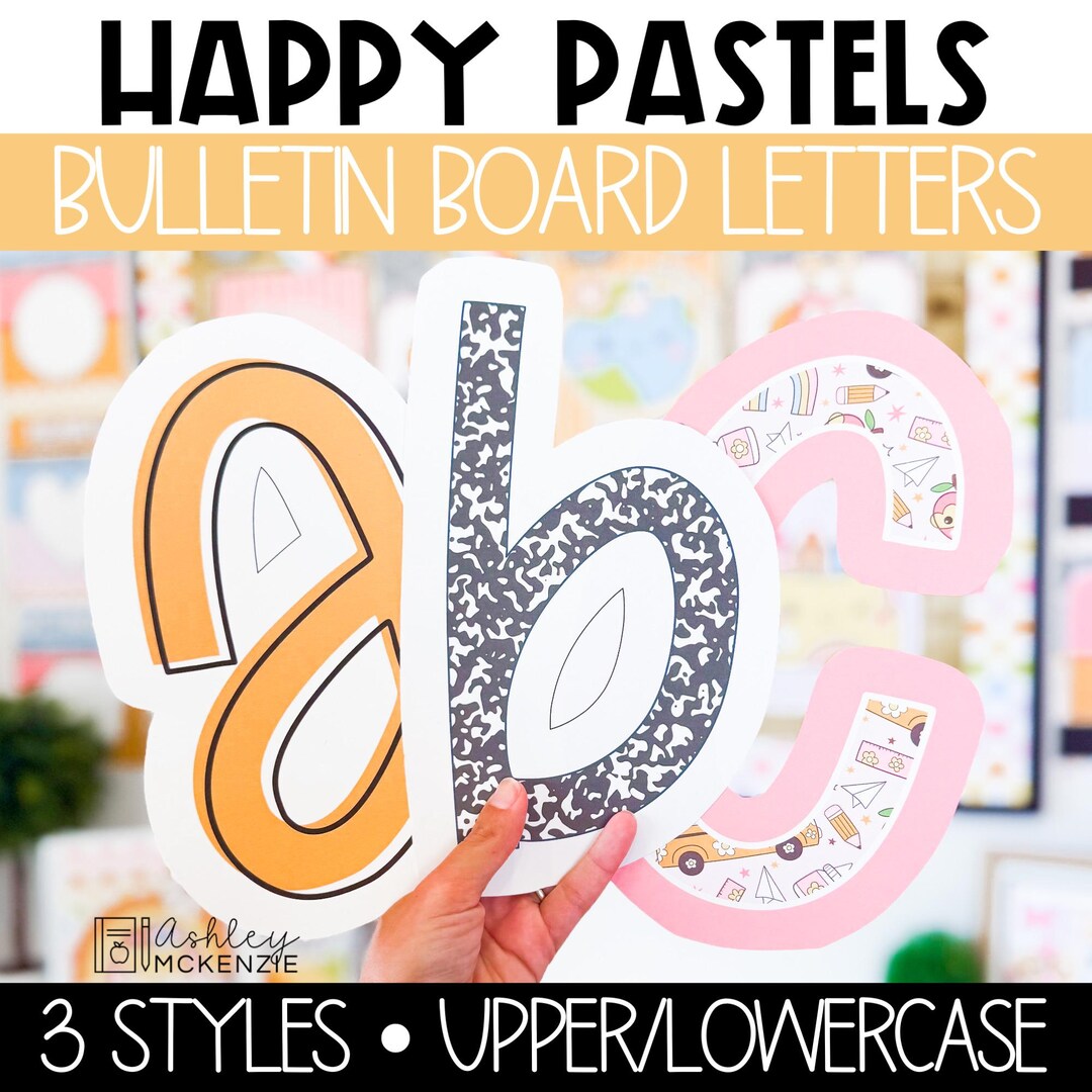Happy Pastel Classroom Decor Back to School Bulletin Board Letters ...