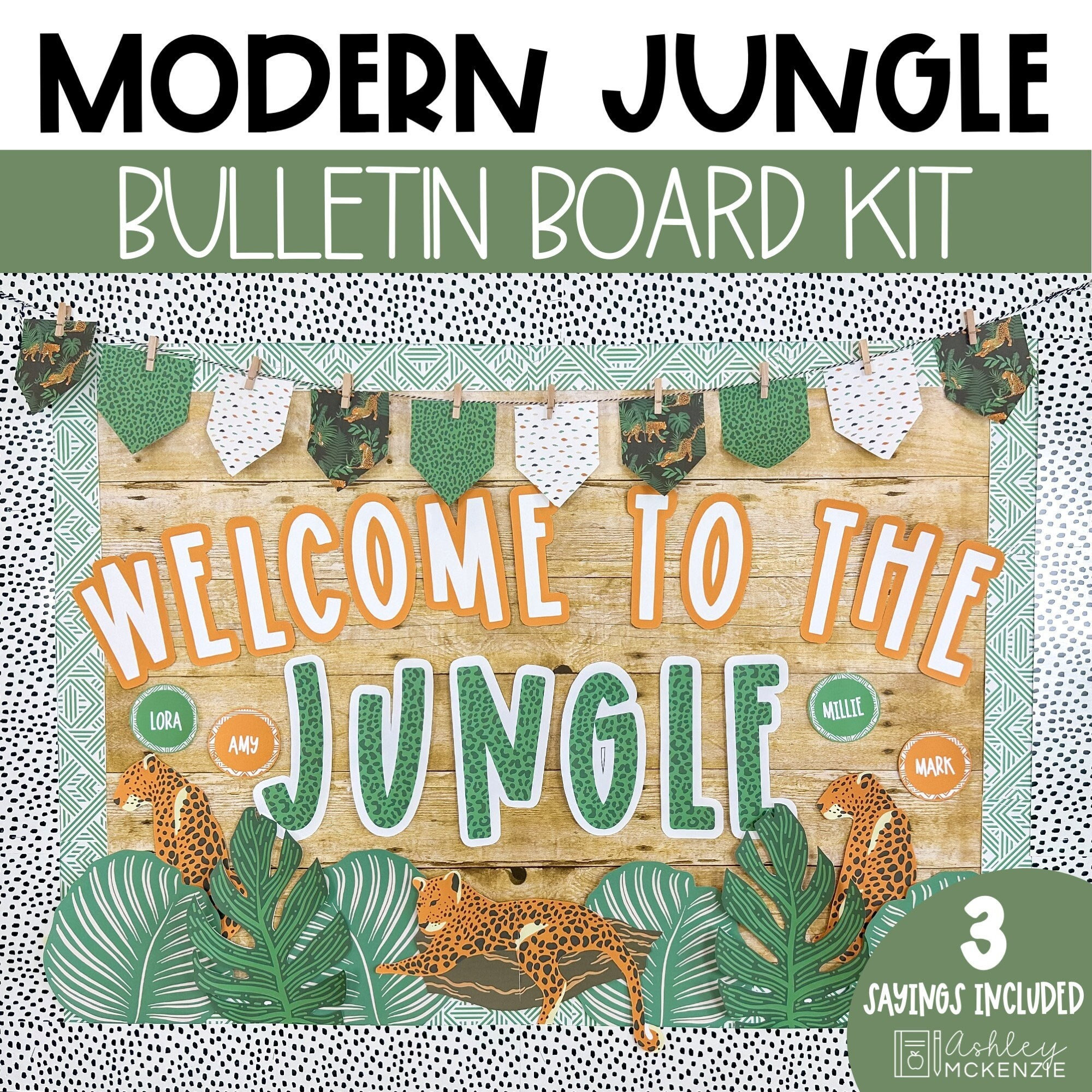 Back to School Bulletin Board Kit Modern Jungle Themed Classroom Decor Elementary Door Decor Jungle Classroom