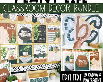 Boho Plants Classroom Decor Bundle Calm Classroom Decorations Back to School Bulletin Board Ideas Nature Inspired Classroom Decor Theme