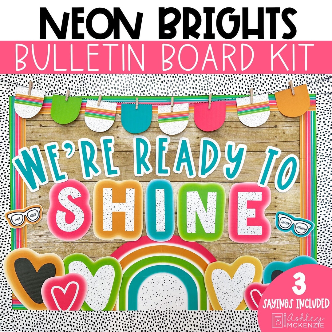 Bright Classroom Back to School Bulletin Board Kit Neon Classroom Decor ...