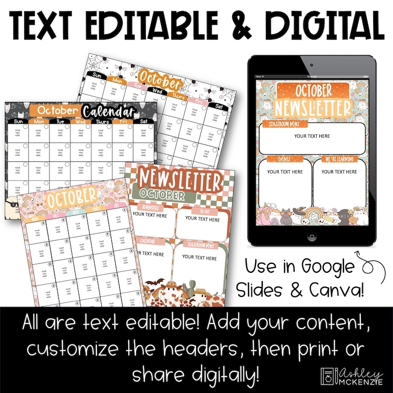 October Newsletter Template Canva Editable Halloween Newsletter ...