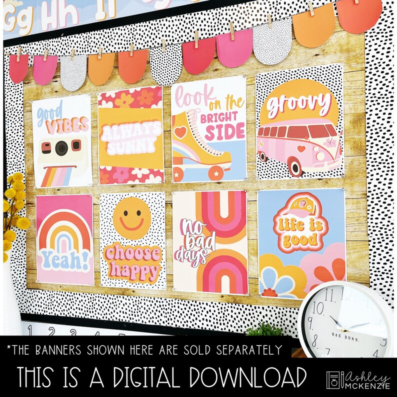 Retro Classroom Posters, Retro Vibes Theme, Easy and Modern Classroom ...