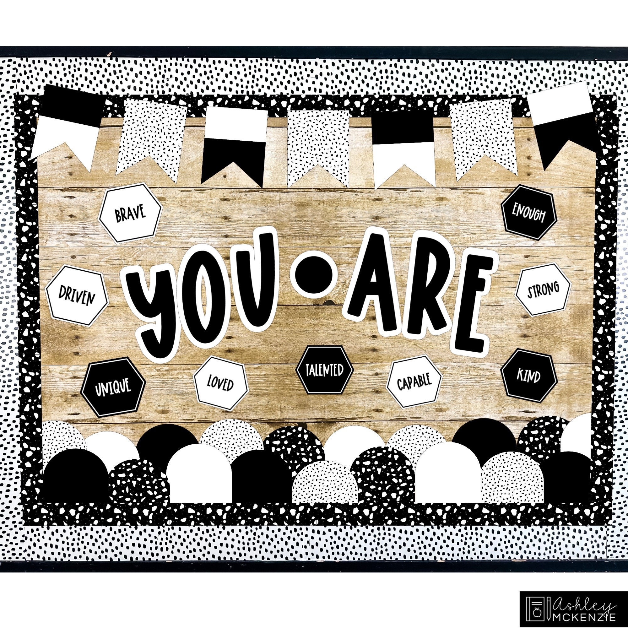 Black and White Terrazzo Back to School Bulletin Board Kit, Easy and ...