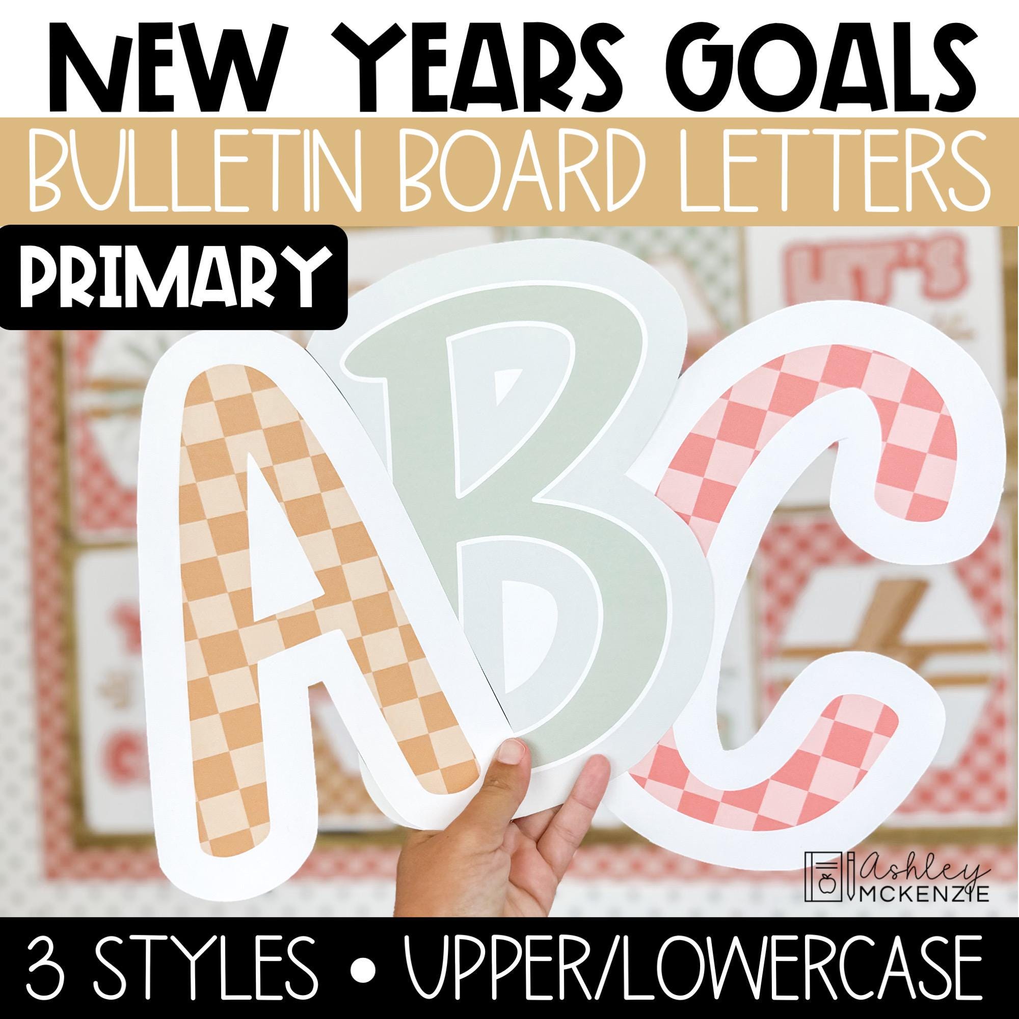 Goals Block Letters New Year Bulletin Board Letters, Primary Font, Printable January ...