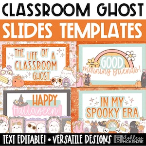 ハロウィーンスライドテンプレート 10月のGoogleスライドとPowerPointの毎日のスライド 教室の生活 ゴーストモーニングスライド