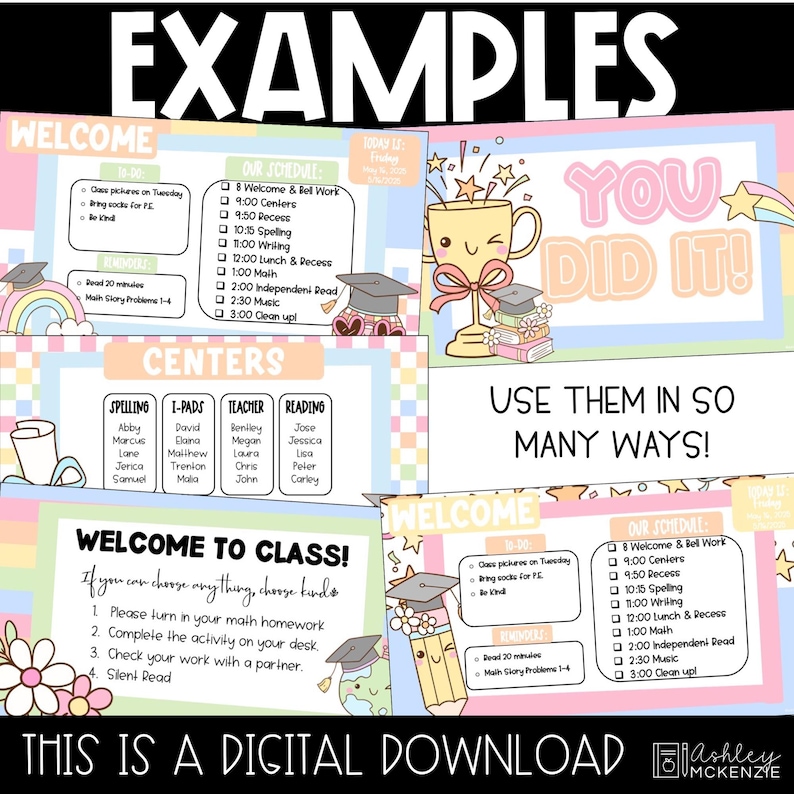 End of Year Class Slides, Graduation Slide Templates, May Daily Slides ...