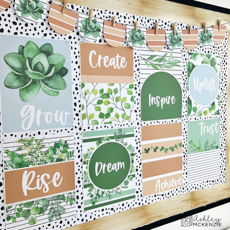 Modern Greenery Back to School Classroom Decor Bulletin Board Etsy
