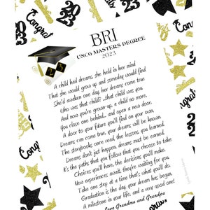 Keep On Dreaming Graduate | PERSONALIZED Motivational DIGITALGraduation Keepsake Poem | High School College | 5x7 Frameable Print