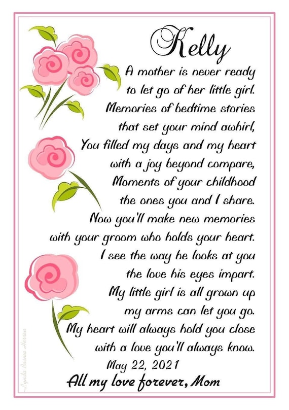 Unique Mom Gifts Birthday Gifts for Mother from Daughter Poem