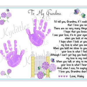 I&#39;d Tell You If I Could | Grandbaby&#39;s 1st FIRST Handprints PERSONALIZED for Grandma Grandmother~Birthday Mother&#39;s Day Poem Butterflies Print