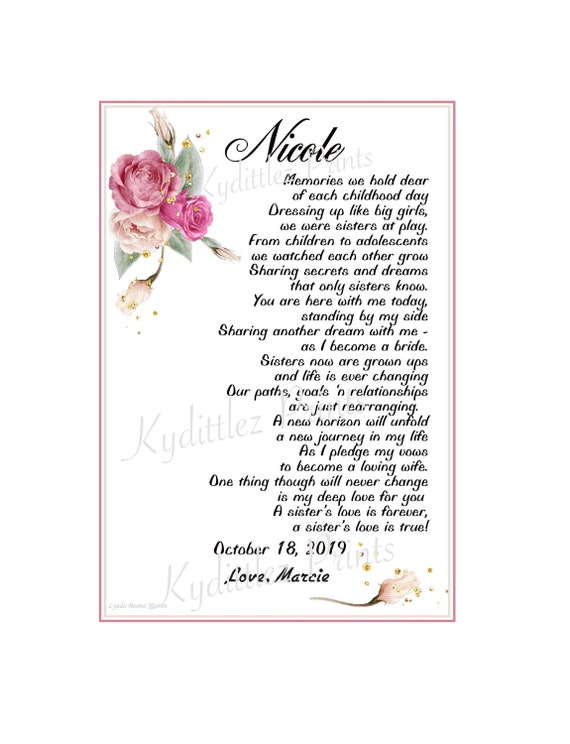 Sister Or Best Friend Maid Matron Of Honor Bridesmaid Etsy