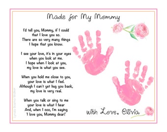 I'd Tell You If I Could | Baby's 1st FIRST Personalized Handprints Poem for Mommy | Baby SHOWER Gift Birthday Christmas Mother's Day Print