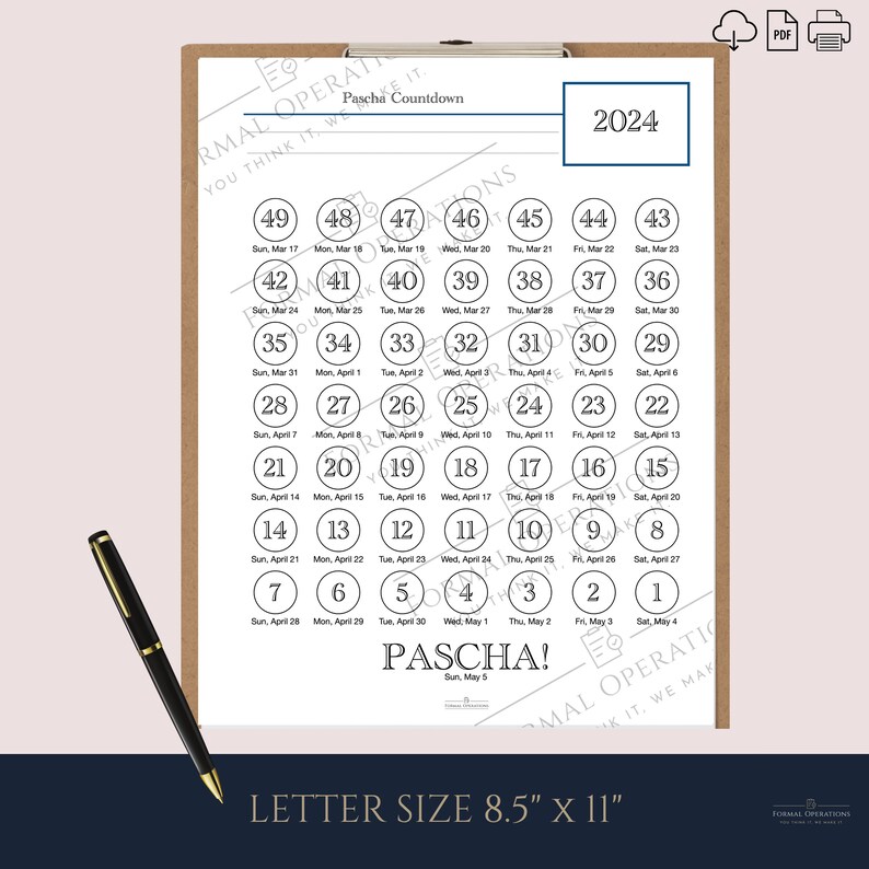 2024 Orthodox Lent & Pascha Countdown Printable, Orthodox Christian