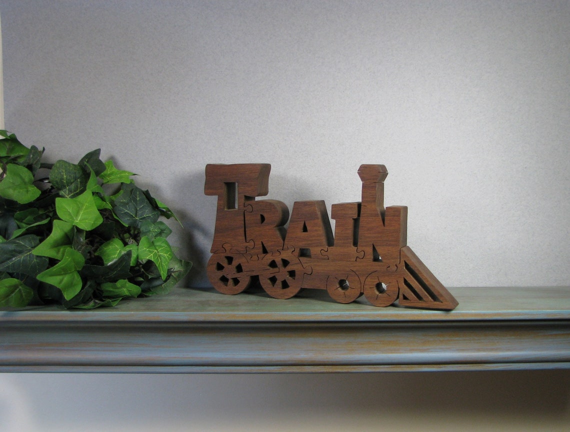 Steam Engine Puzzle Train Word Art Railroad Décor Etsy