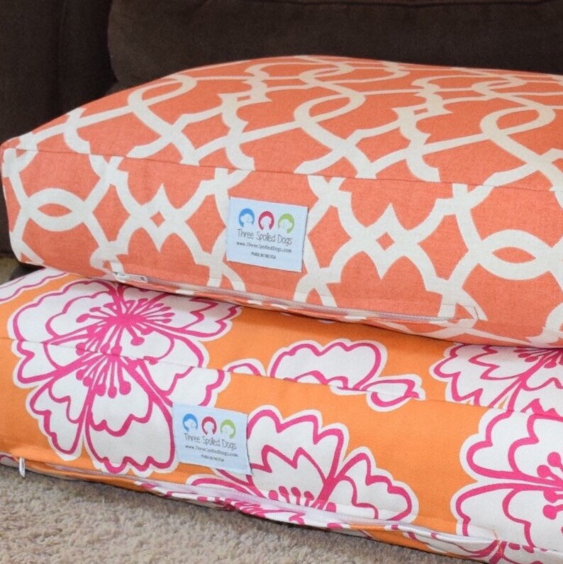 Personalized Dog Bed XL Pet Pillow in Orange Pink Poppy Etsy