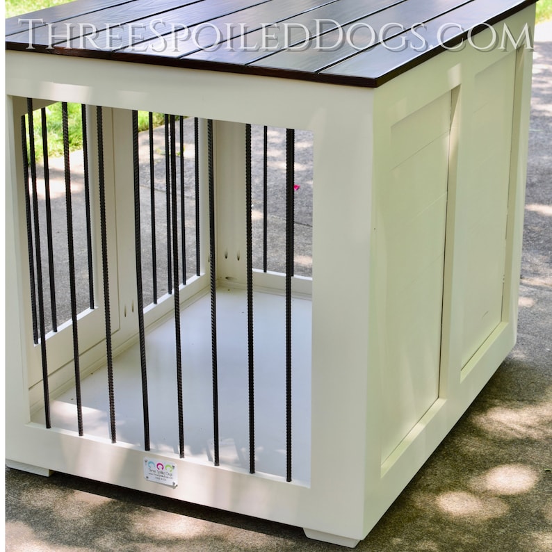 Wood Dog Crate Furniture Custom Single Kennel Dog Bed Handmade Large Dog Kennel Farmhouse Style Dog House with Shiplap Indoor Crate