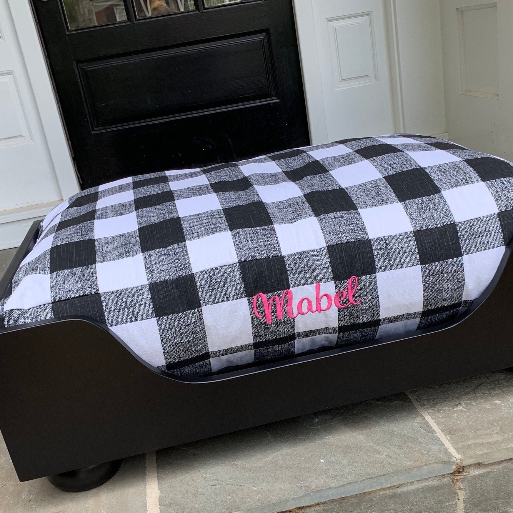 Buffalo Plaid Dog Bed Medium Personalized Washable Dog Bed Etsy