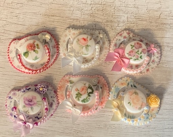 Floral Vintage Inspired Magnetic Pacifier for Reborn Dolls