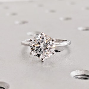 Colorless Moissanite Engagement Ring / Round Moissanite Solitaire Engagement Ring / Women Wedding Ring / Anniversary Ring / White Gold Ring