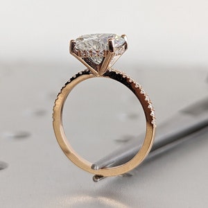 3ct Classic Round Lab Diamond engagement ring, 3ct Simulant Diamond Ring, 4 Prong Round Wedding Ring, Simple Promise Ring, Hidden Halo Ring