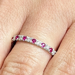 Ruby & Diamond Wedding Ring / 14k Gold Ruby Eternity Diamond Band / July Birthstone Ring/ Anniversary Ring / Labor Day Sale