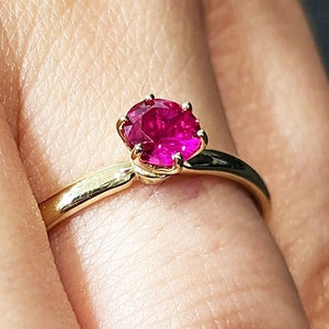 Ruby Ring, Unique Engagement Ring, Solitaire Ring, Round Ruby Ring, Ruby Jewelry, Ruby Solitaire, Gemstone Solitaire, Beautiful Ring, Red