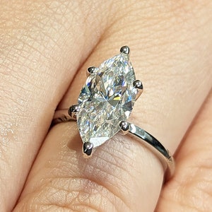 3 Carat Marquise Engagement Ring, Marquise Moissanite Solitaire ...