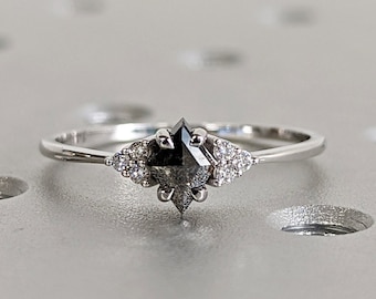 Salt and Pepper Diamond Ring | Engagement Ring | Kite Diamond Ring | Kite Ring | Kite Art Deco Ring | Natural Diamond Ring | Promise Ring