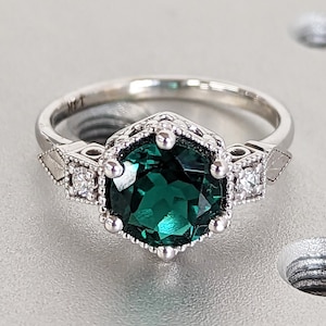 Smaragd Ring vintage Smaragd Verlobungsring 14k schwarz gold Ring Geschenk einzigartig antik Hochzeit Versprechen Jahrestag Ring für Sie