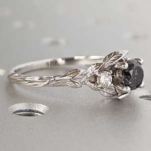Leaves Engagement Ring, 14K Gold and Diamond engagement ring, engagement ring, leaf ring, vintage, Alternative Engagement Ring