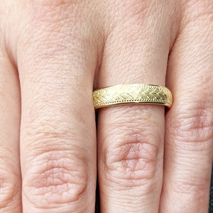 14K 18K Gelbgold Ehering für Männer & Frauen, Gelbgold Ehering, Handgravierter Herrenring, Ringe für Männer