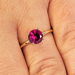 14k Solid Gold Ruby Engagement Ring, Minimalist Ring, Birthstone Jewelry, Ruby Gemstone Ring, July Birthstone Ring, Red Ruby Rings for Women
