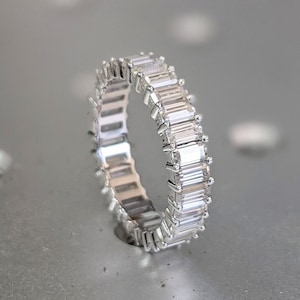 Petite Emerald Cut Lab Diamond Eternity Band, 18k gold, Lab Diamond band, Eternity Ring, Diamond Ring, Emerald Lab Grown Diamond