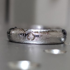 Diamond Meteor Ring 'Root of Happiness' - Meteorite Ring - Natural Meteorite Ring - Meteorite Band - Meteorite Ring - Gibeon Meteorite