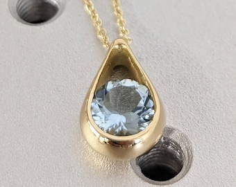 Personalized Aquamarine Necklace, Bridesmaid Necklace, March Birthstone Necklace, Gift for Her, Aquamarine Jewelry, Lab Aquamarine Pendant