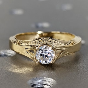 Celtic Engagement Ring White Gold Solitaire Celtic Knot Ring Moissanite Ring Scottish Ring Irish Ring Gold Celtic Ring Diamond Simulant Ring