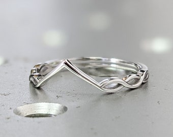 14K White Gold Celtic Wedding Ring | Handmade solid 14k white gold Celtic wedding band | eternity gold ring