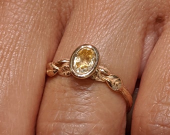 Oval Morganite Engagement Ring, Vintage Floral Morganite Ring, Rose Gold Floral Engagement Ring, Nature Inspired Leaf Morganite Ring