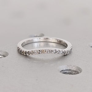 Half Eternity Salt and Pepper Diamond Matching Rings | 14k White Gold Diamond Ring | Stackable Rings for Women | Unique Wedding Bands