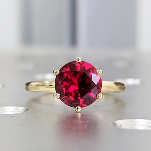 Ruby Ring, Unique Engagement Ring, Solitaire Ring, Round Ruby Ring, Ruby Jewelry, Ruby Solitaire, Gemstone Solitaire, Beautiful Ring, Red