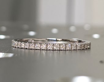 Diamond Eternity Ring / 14k Gold Half Eternity Diamond Ring / Half Around Diamond Wedding Band / Stackable Diamond Ring / Ring Guard