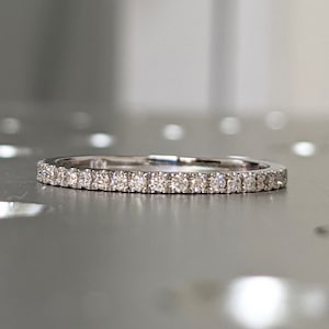 Diamond Eternity Ring / 14k Gold Half Eternity Diamond Ring / Half Around Diamond Wedding Band / Stackable Diamond Ring / Ring Guard