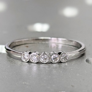 Bezel Set Diamond Band in 14k Gold / Bezel Set Diamond Ring / Simple Thin Gold Band White Diamond Ring / Diamond Bezel Set Wedding Band