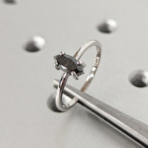 0.75 CT Salt and Pepper Diamond Marquise Engagement ring Diamond ring Solitaire Diamond wedding ring Unique engagement ring Promise Ring Set