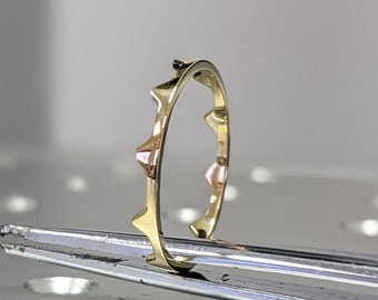 14K Yellow Gold Crown Ring, Gold Tiara Ring, Princess Crown Ring, Princess Gold Band, Gold Crown Ring, Solid Gold Queen Ring, Crown Ring