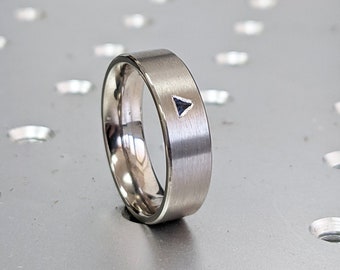 Stainless Steel Matte Finished 2 Color Triangle Wide Flat Band Ring Stainless Steel Matte Finished 2 Color Triangle Wide Flat Band Ring