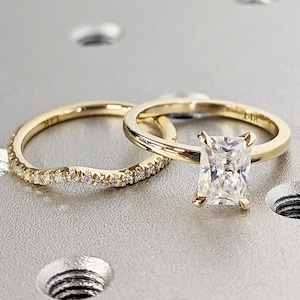 1CT Radiant Cut Moissanite Engagement Ring/14K Solid Yellow Gold Moissanite Promise Ring Handmade Ring for Women/Anniversary Gift/Solitaire