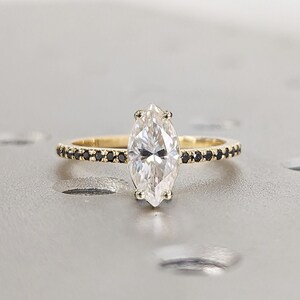Vintage Moissanite Engagement Ring Set Unique Yellow Gold Engagement Ring Set Dainty Diamond Bridal Set Promise Ring Anniversary Gift