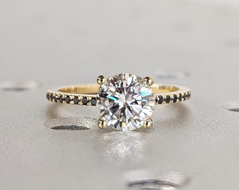 Vintage Diamond Ring- Yellow Gold- Lab Made Diamond Engagement Ring For Women- Bridal Ring Set- Promise Ring- Anniversary Gift- Gift For Her